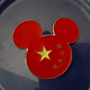 Red Mickey Mouse Pin with Chinese flag